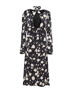 Платье миди из атласного жаккарда с вырезом, черный Dries van noten