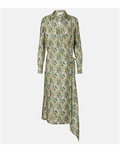 Платье-халат из шелкового атласа с узором пейсли, Blue Abstract [Asley Tory burch