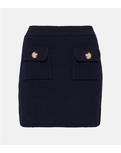 Мини-юбка из шерсти в рубчик, Bleu Miu miu