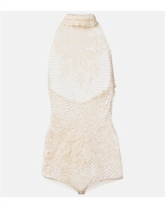 Хлопковый комбинезон с цветочным узором крючком, кремовый Magda butrym