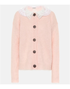 Кардиган из мохера с кружевной отделкой, Petalo Miu miu