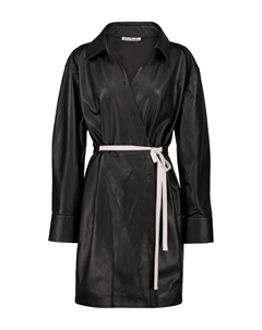 Мини-платье с кожаным запахом, черный Acne studios