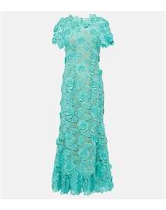 Платье миди с цветочным гипюровым кружевом, Soft Mint Oscar de la renta