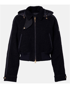 Пуховик из натуральной шерсти с капюшоном, Blue Navy Moncler