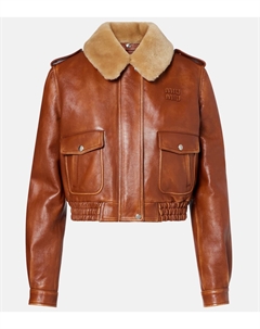 Кожаная куртка с отделкой из овчины, Brandy Miu miu