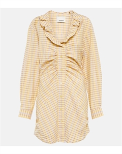 Мини-платье из хлопка и шелка в коралловую клетку, Light Yellow Isabel marant