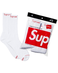 X Hanes Crew Socks 4 Pack 'Black', 4 упаковки (Чёрный/Чёрный) Supreme