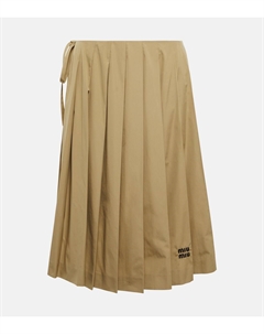 Юбка миди из плиссированного хлопка с вышивкой, Argilla Miu miu