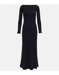 Платье макси из шерстяной смеси с открытыми плечами, Dark Night Blue Chloe