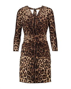 Мини-платье из шелкового шармеза с леопардовым принтом, Leo New Dolce&gabbana
