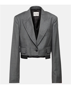 Укороченный блейзер из девственной шерсти, Ardesia Miu miu