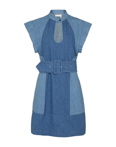 Мини-платье из денима с поясом, Denim Chloe