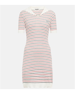 Мини-платье из полосатого хлопка, Bianco Miu miu