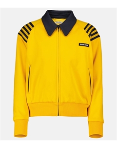 Полосатый кардиган на молнии, желтый Miu miu