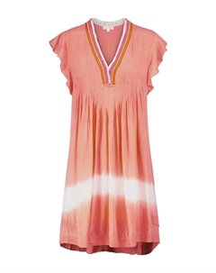 Мини-платье Sasha с бахромой и принтом тай-дай, Peach Tiedye Poupette st barth