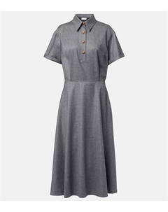Платье-рубашка из натуральной шерсти, Mid Grey Brunello cucinelli