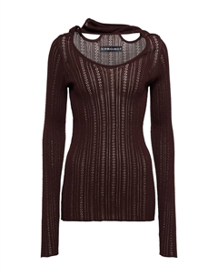 Топ с длинными рукавами и вырезом-ажуром, коричневый Y / project