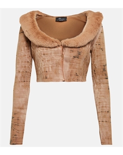 Укороченный кардиган с отделкой из искусственного меха, Lark Blumarine