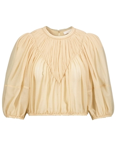 Плиссированный топ из натуральной шерсти, Pastel Pink Chloe