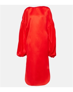 Шелковое платье Zelma с рукавами-буфами, Fire Red Khaite