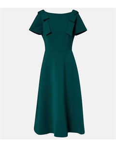 Платье миди из крепа с бантом, Pine Green Carolina herrera