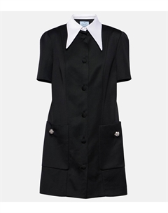 Платье-рубашка из шерстяного атласа, Nero Prada