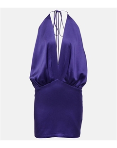 Атласное мини-платье с халтернеем, Melanzana Blumarine