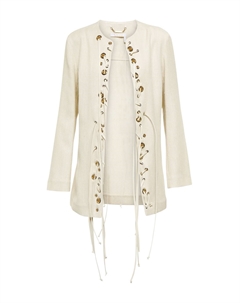 Кардиган из смесового шелка с декоративными элементами, Dusty White Chloe