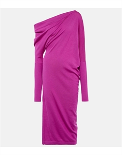 Платье миди из кашемира и шелка на одно плечо, Fuxia Tom ford