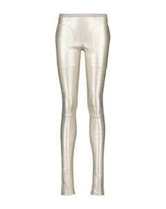 Леггинсы из металлизированной кожи и хлопка, серебряный Rick owens