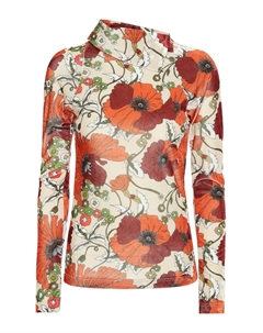 Водолазка из велюра с цветочным принтом, Genia Cream Dodo bar or