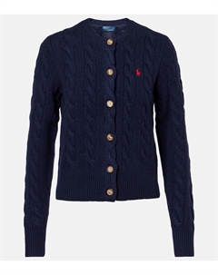 Кардиган из шерсти и кашемира, связанный косами, Hunter Navy Polo ralph lauren