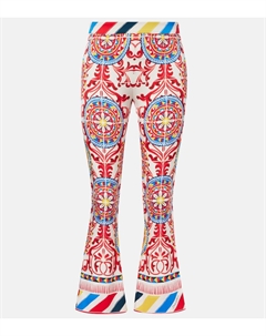 Укороченные расклешенные брюки из смесового шелка с принтом, разноцветный Dolce&gabbana