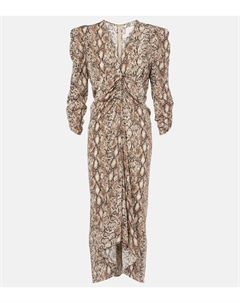 Платье миди из смесового шелка с принтом Albini, Natural Isabel marant