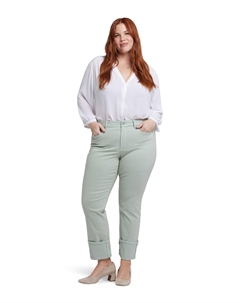 Джинсы Plus Marilyn Straight With Cuff Jeans In Tomatillo, Tomatillo Nydj