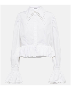 Рубашка из хлопкового поплина с баской, Optical White Rabanne