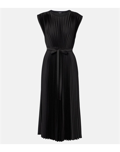 Атласное платье миди Volta с поясом и плиссе, черный Joseph