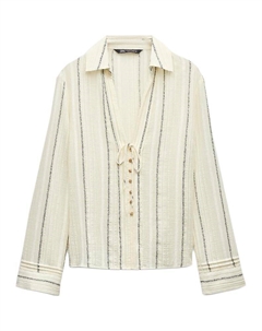 Рубашка женская телесного/черного цвета Zara