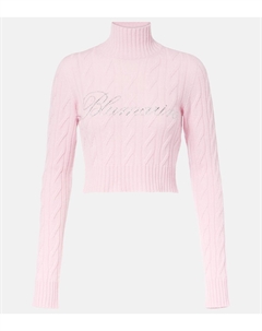 Укороченный свитер из шерсти и кашемира с логотипом, Wild Rose Blumarine