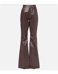 Прямые брюки из парусины с высокой талией и покрытием, Mahogany Rick owens