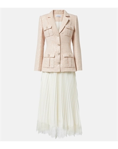 Платье миди из букле и шифона с пайетками, кремовый Self-portrait