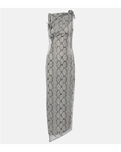 Асимметричное макси-платье с эффектом змеиной кожи, Print Snake Coperni