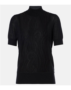 Вязаный топ из шерсти и шелкового кружева, черный Joseph