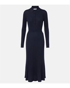 Платье-поло Ardor из кашемира и шелка в рубчик, темно-синий Gabriela hearst