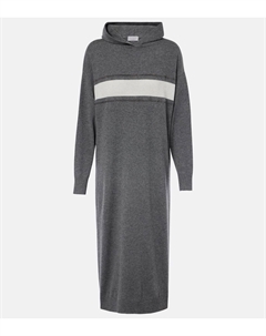 Платье миди из шерсти, кашемира и шелка, серый Brunello cucinelli
