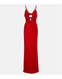 Бархатное платье с бантом, красный Alessandra rich