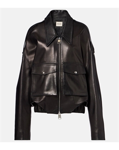 Кожаная куртка Owey большого размера, черный Khaite