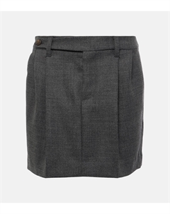 Мини-юбка из плиссированной натуральной шерсти, Grigio Brunello cucinelli