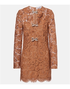 Мини-платье из кружева с декоративным бантом, желто-коричневый Self-portrait