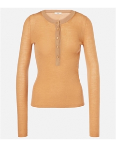 Рубашка хенли из шерсти в рубчик, Tan Apricot Chloe